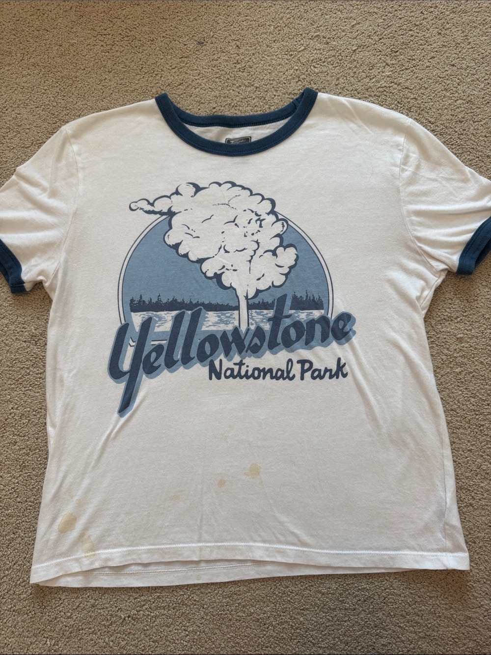 Yellowstone National Park Ringer Tee - White & Navy
